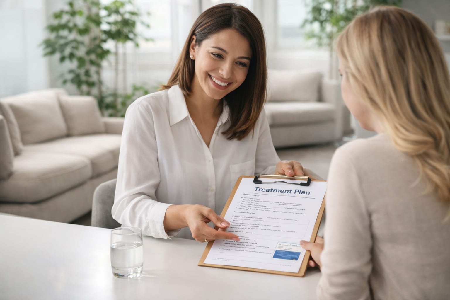 Patient discussing next steps before dental treatment in Albania with a treatment coordinator