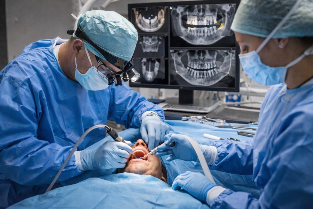 Dental implant placement in Albania during the surgical stage of treatment