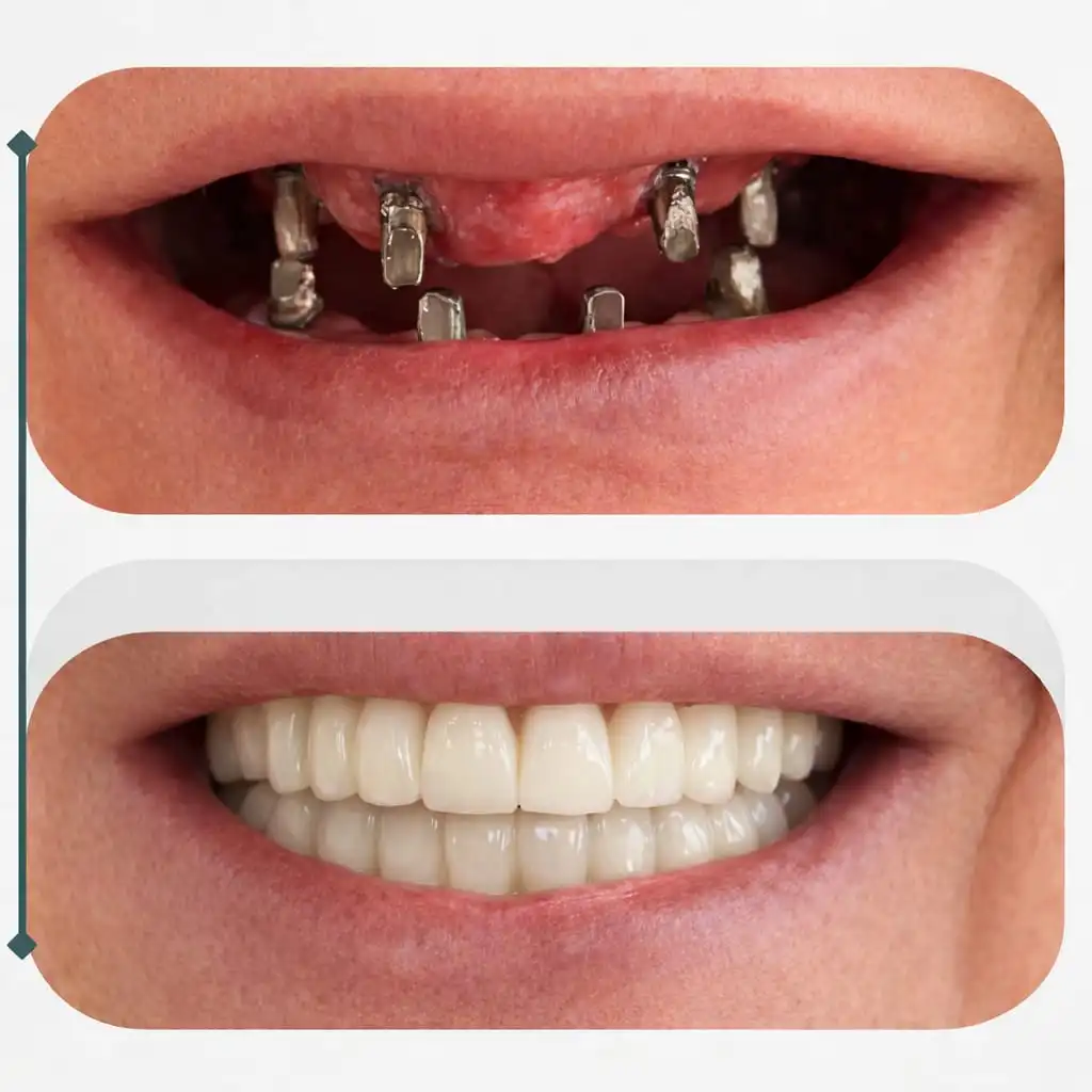 All-on-4 in Albania before and after full-arch dental implant result