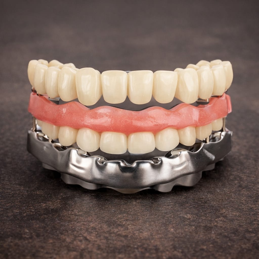 All-on-4 in Albania bridge materials used for a full-arch fixed restoration